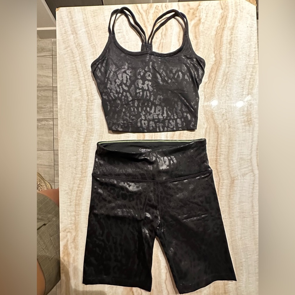 Calvin Klein biker shorts and work out top set- never worn!